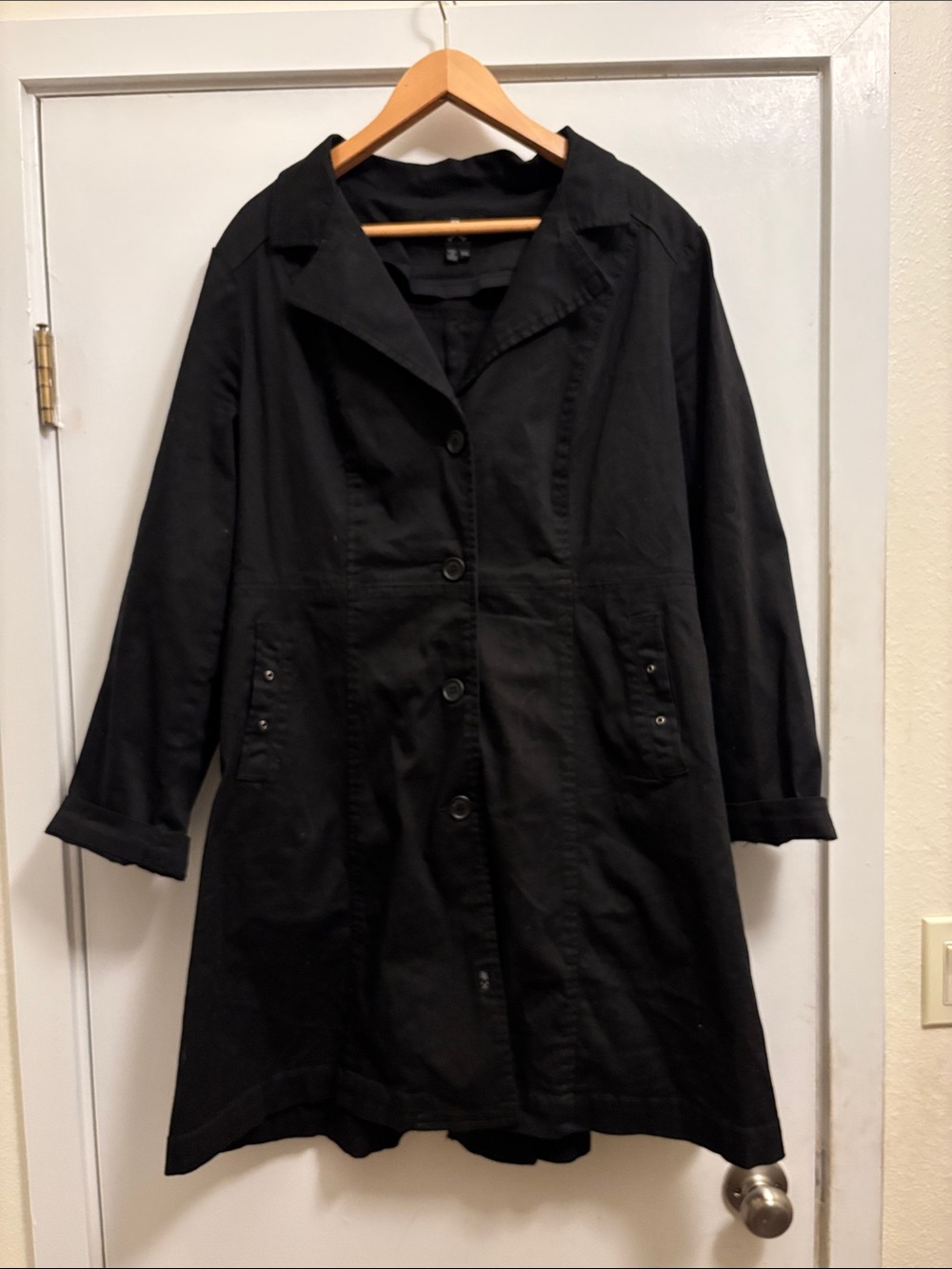 Royal Bones Black Long Button Coat w/Lace Up Corset Back XXL